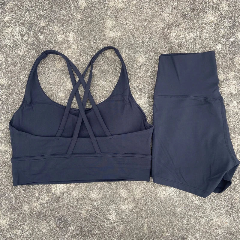 Yoga Clothes Set 2 Piece Gym Sports Shorts Set Women