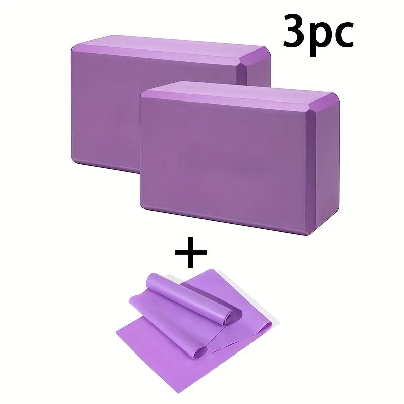 3PCS includes 2 yoga Blocks 1 resistance bands.