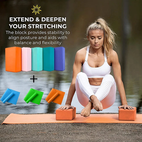 3PCS includes 2 yoga Blocks 1 resistance bands.