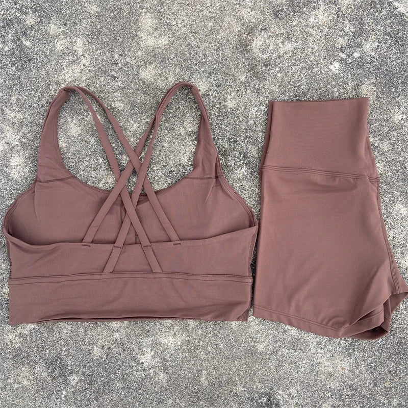 Yoga Clothes Set 2 Piece Gym Sports Shorts Set Women