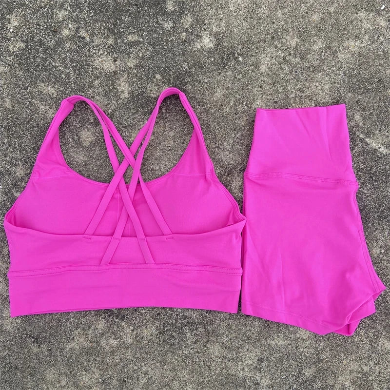 Yoga Clothes Set 2 Piece Gym Sports Shorts Set Women