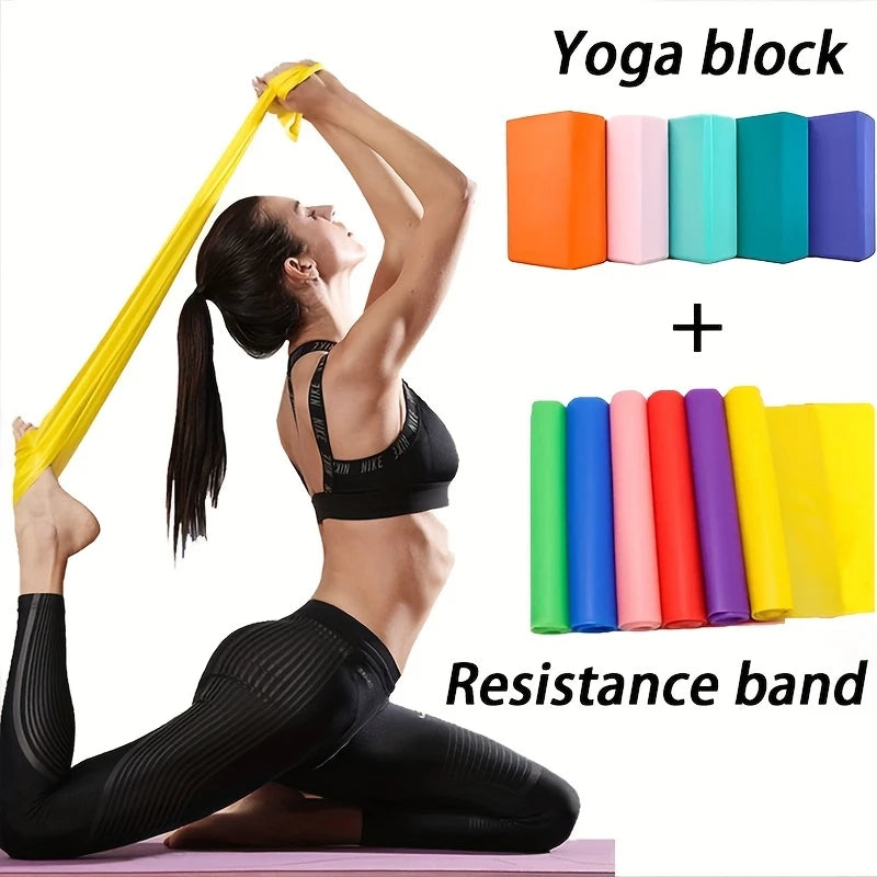 3PCS includes 2 yoga Blocks 1 resistance bands.