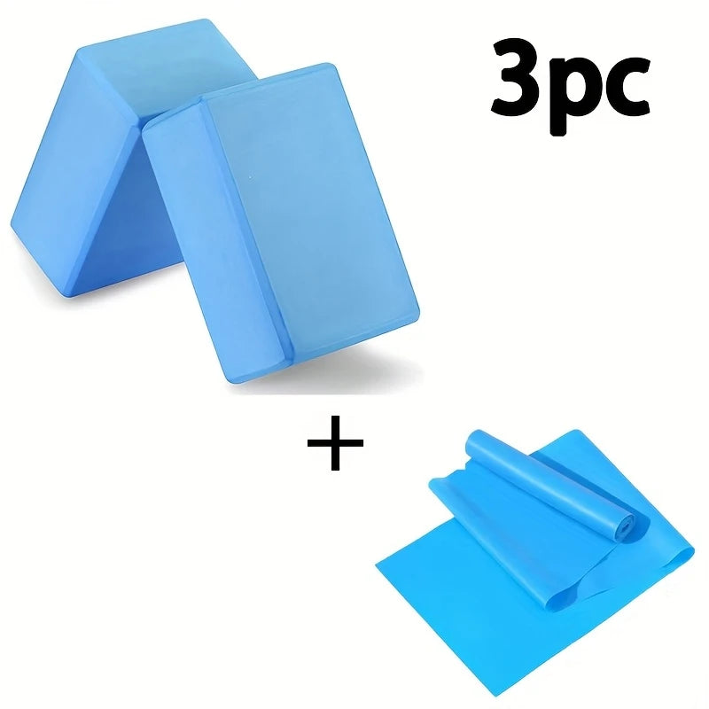 3PCS includes 2 yoga Blocks 1 resistance bands.