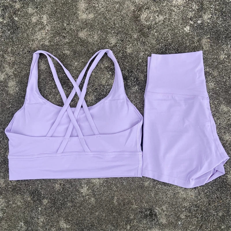 Yoga Clothes Set 2 Piece Gym Sports Shorts Set Women