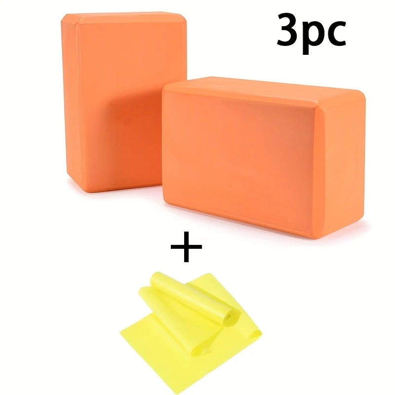 3PCS includes 2 yoga Blocks 1 resistance bands.