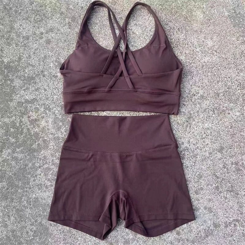 Yoga Clothes Set 2 Piece Gym Sports Shorts Set Women