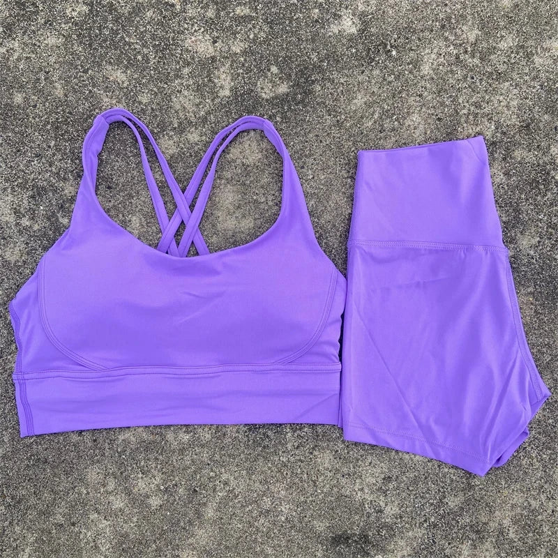 Yoga Clothes Set 2 Piece Gym Sports Shorts Set Women