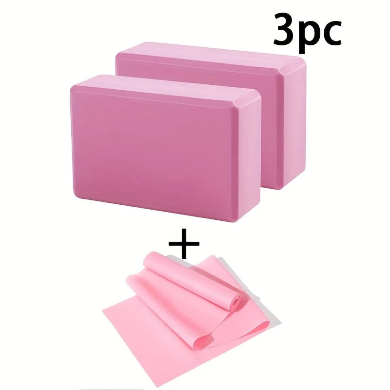 3PCS includes 2 yoga Blocks 1 resistance bands.