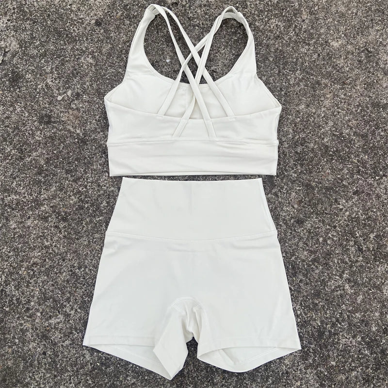 Yoga Clothes Set 2 Piece Gym Sports Shorts Set Women